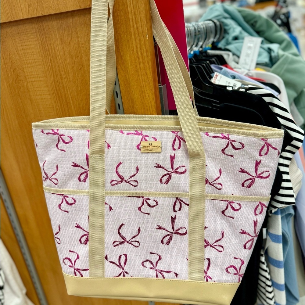 Pink Bow Thermal Picnic Tote Bag
